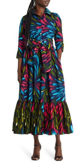 SIKA - Beeko One-Shoulder Cotton Maxi Dress in Purple/Green at Nordstrom