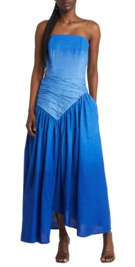 strapless open back dress One Shoulder Ruffle Dress main image 0