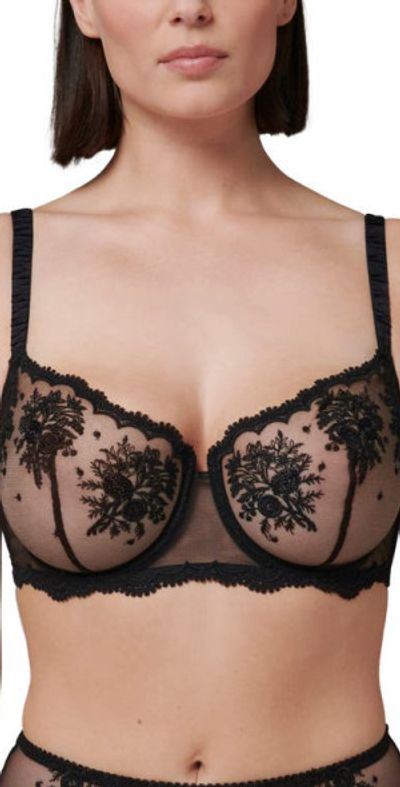 Simone Perele Simone Perele Intrigue Sheer Underwire Demi Bra in Black at Nordstrom, Size 30E