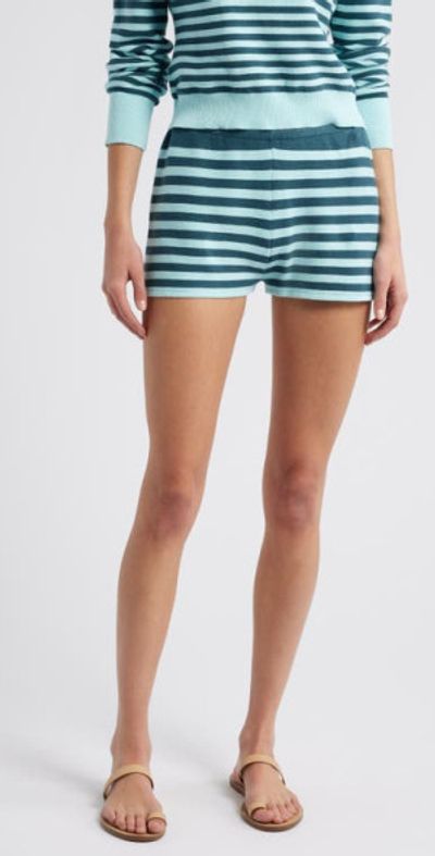 Solid & Striped Solid & Striped The Celeste Stripe Cotton Knit Shorts in Evergreen /Sky Stripe at Nordstrom, Size X-Small