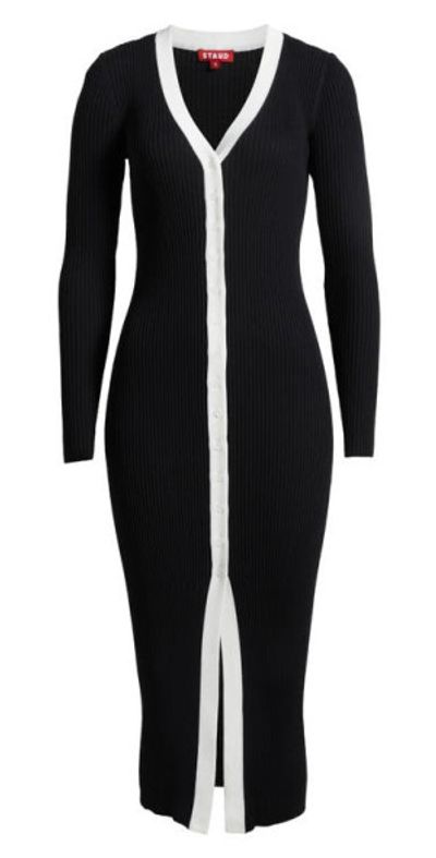 STAUD - Shoko Stripe Long Sleeve Sweater Dress in Black/White at Nordstrom