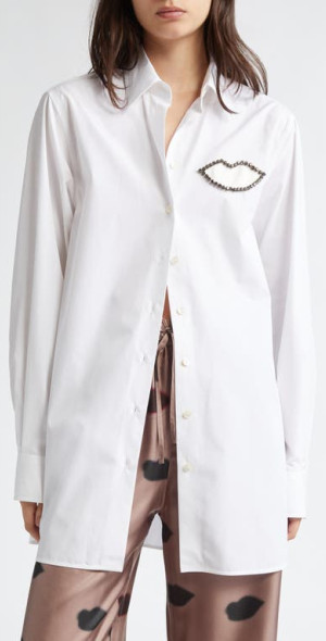 Stella McCartney - Crystal Embellished Lips Cotton Poplin