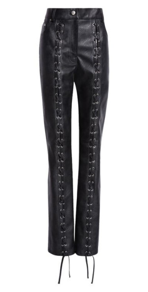 Stella McCartney - Slim Fit Lace-Up Faux Leather Pants in Black at