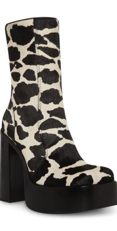 Steve Madden Dwane Genuine Calf Hair Platform Bootie in Camel/Brn