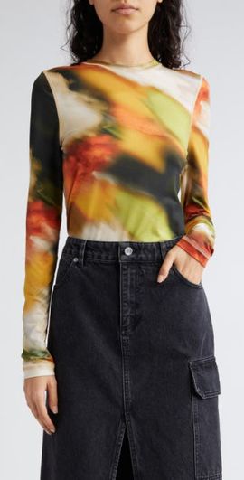 Stine Goya Stine Goya Juno Print Top in Flowers In Fast Motion