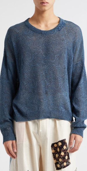 トップス STORY MFG. Olive Spiral Block Swetaer S STORY MFG. Olive Spiral Block Swetaer S