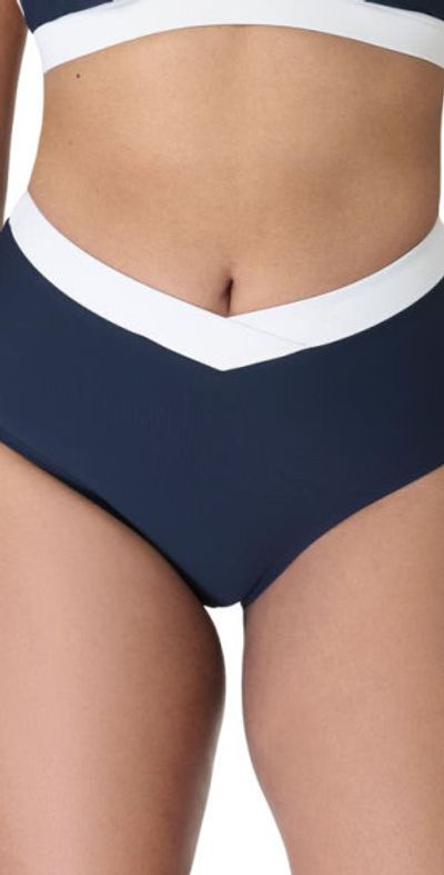 Sweaty Betty Sweaty Betty Wrap Front High Waist Bikini Bottoms in Navyblue Lilywhite at Nordstrom, Size X-Small