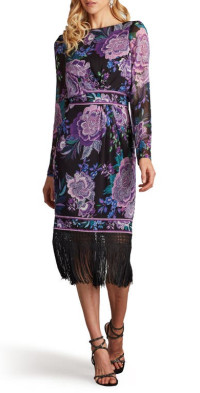 パーティードレス TadashiShoji Floral-Embroidered Ruffle Bodycon Dress Tadashi Shoji - Floral-Embroidered Ruffle Bodycon Dress