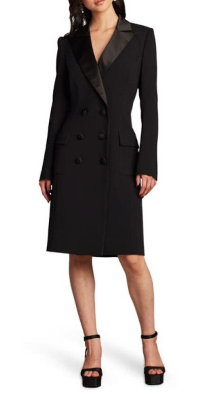 Tadashi Shoji Long Sleeve Tuxedo Dress in Black