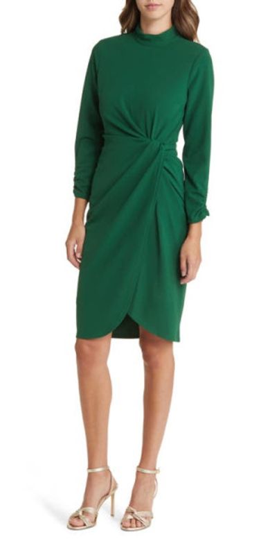 green emerald velvet dress Tahari ASL Cutout Mock Neck Dress in Black at Nordstrom Rack, Size 14 main image 1