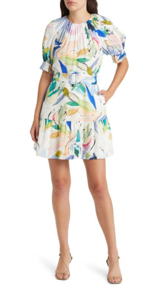 Ted Baker London Ritahh Floral Belted Dress in White at Nordstrom