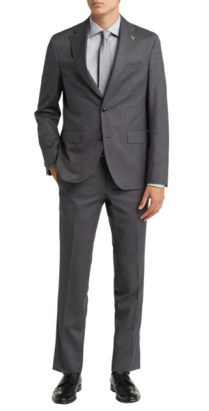 HUGO BOSS Mens Boss Red Label Navy Single Breasted, Plaid Extra Slim Fit Wool Blend Suit Separate Blazer Jacket main image 1