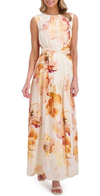open lace back dress Sleeveless Tie Neck Satin Chiffon Midi Dress | Goana main image 1