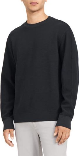 Theory Theory Meir Crew Studio Ottoman Sweater in Black at Nordstrom, Size Small