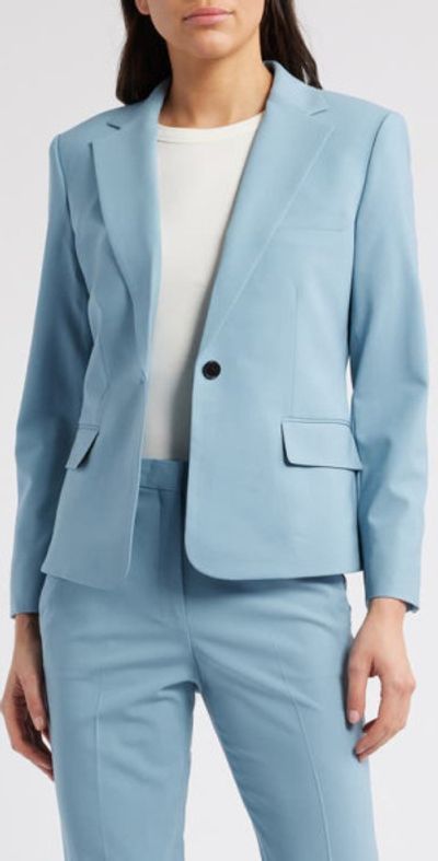 Theory Theory Slim Fit Stretch Wool One Button Blazer in Stone Blue at Nordstrom, Size 00