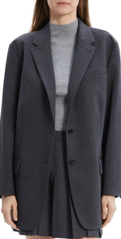 Theory Theory Stretch Wool Blend Blazer in Charcoal Melange at Nordstrom, Size Petite