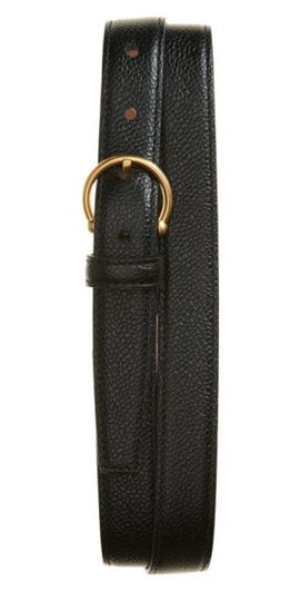 Thom Browne Thom Browne Round Buckle Leather Belt in Black at Nordstrom, Size 85