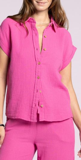 Thread & Supply Thread & Supply Verna Cotton Gauze Button-Up Shirt in Soft Fuchsia at Nordstrom, Size Small