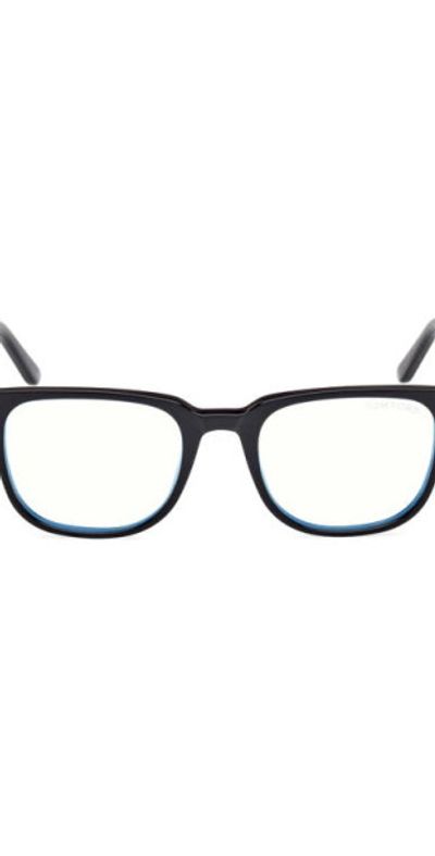 TOM FORD TOM FORD 50mm Square Blue Light Blocking Optical Glasses in Black Eco /T Logo at Nordstrom