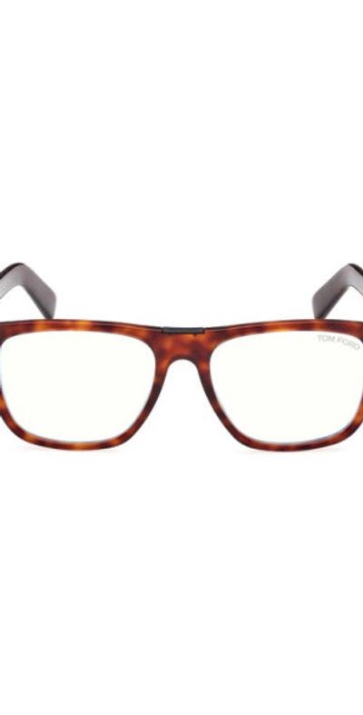 TOM FORD TOM FORD 54mm Square Blue Light Blocking Optical Glasses in Red Havana /T Logo at Nordstrom
