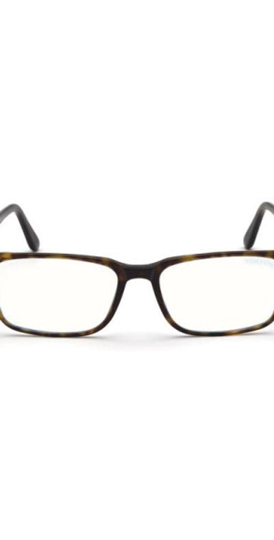 TOM FORD TOM FORD 56mm Rectangular Blue Light Blocking Optical Glasses in Havana Rose Gold /T Logo at Nordstrom