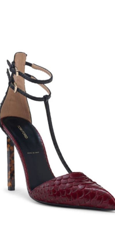 TOM FORD TOM FORD T-Strap Pump in Ruby Red/black at Nordstrom, Size 7Us