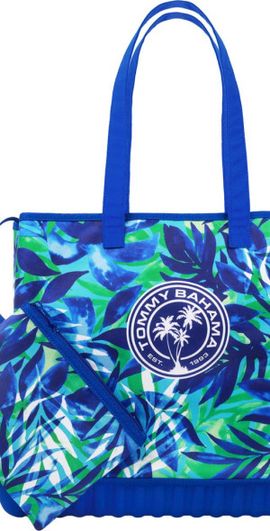 Tommy Bahama Tommy Bahama Patch Water-Repellant Tote Bag with Pouch in Navy/green at Nordstrom