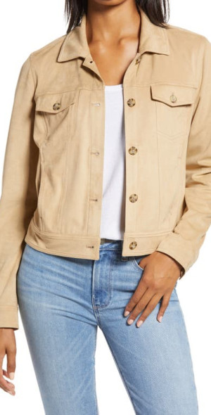 Tommy Bahama Salina Sands Faux Suede Trucker Jacket in Pita at