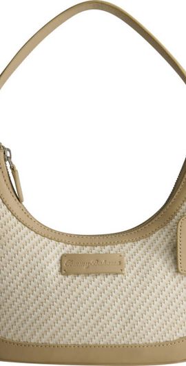 Tommy Bahama Tommy Bahama Soft Woven Zip-Top Hobo in Tan/white at Nordstrom