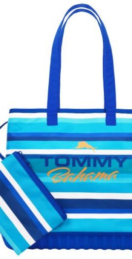 Tommy Bahama Tommy Bahama Water-Repellent Tote with Pouch Ocean Stripe Print in Navy at Nordstrom