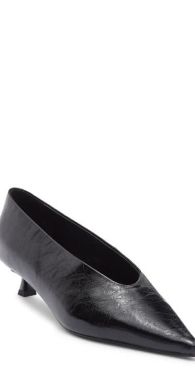 Tony Bianco Tony Bianco Cherry Pointed Toe Kitten Heel Pump in Black Crinkle at Nordstrom, Size 5
