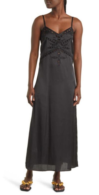green emerald velvet dress Lisette Top in Ombre Floral Embroidery Black