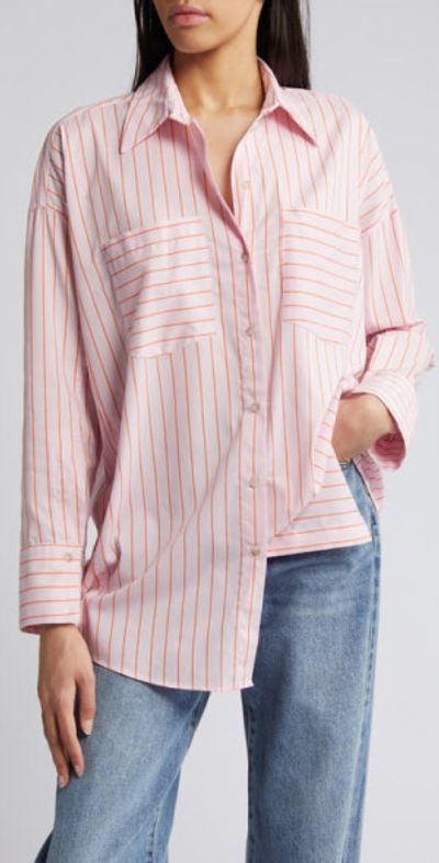 topshop pink button dress Topshop button down Wrap Midi Dress in Pink