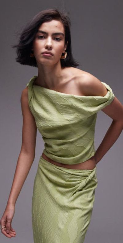 lime green swing dress Jluxlabel Women's Slinky Krishna One Shoulder Maxi Dress