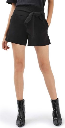 Topshop Topshop Tie Waist Shorts in Black at Nordstrom, Size 2 Us