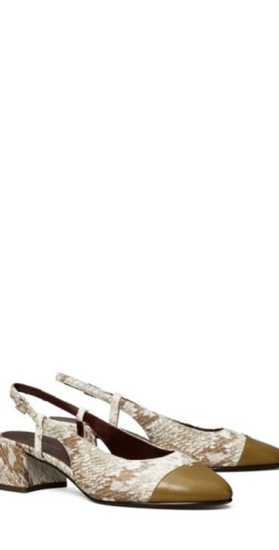 Tory Burch Tory Burch Cap Toe Slingback Pump in Granite Roccia /Ramure Green at Nordstrom, Size 5