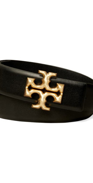 Tory Burch Eleanor Leather Belt in Black Gold at Nordstrom