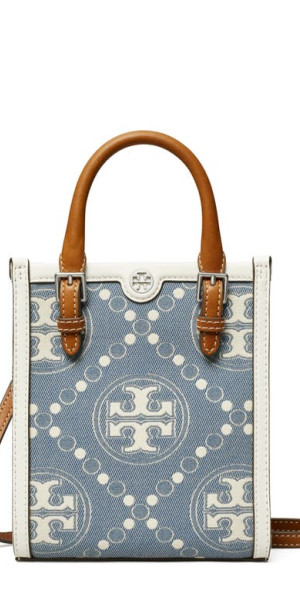 【ToryBurch】T MONOGRAM DENIM MINI PEARL BLUE☆送料なし☆ Mini T Monogram Denim Tote, Pearl Blue | Tory Burch UAE