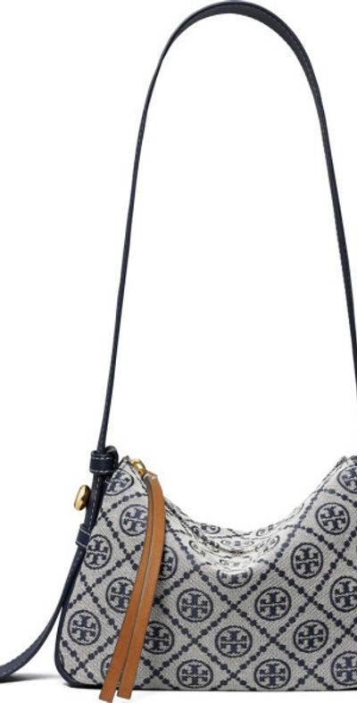 Tory Burch Tory Burch Small Romy T Monogram Canvas Shoulder Bag in Tory Navy at Nordstrom