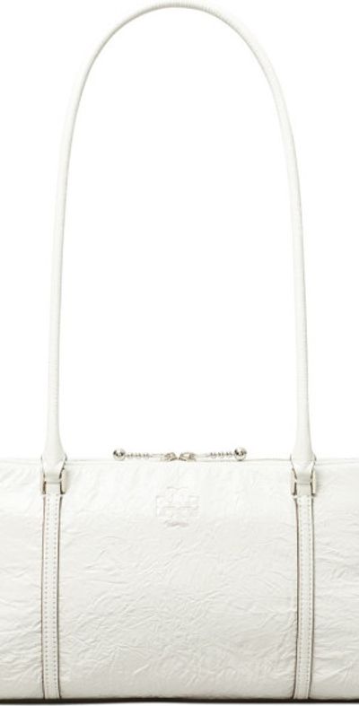 Tory Burch Tory Burch T Monogram Small Metallic Marshmallow Satchel in White at Nordstrom
