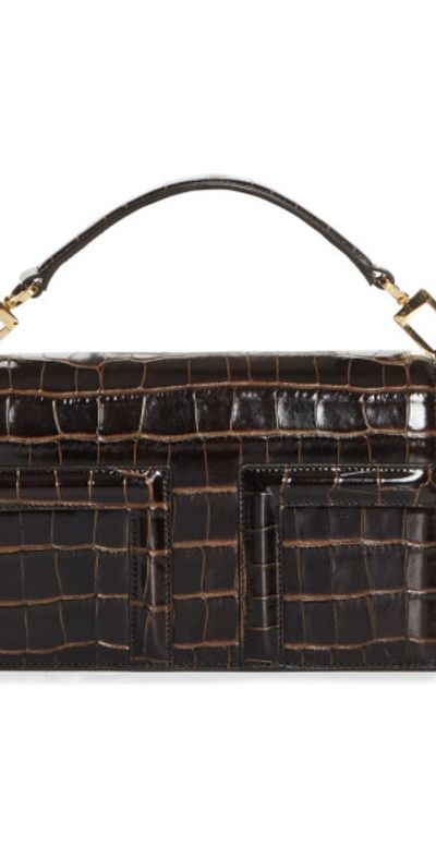 TOTEME Mini T-Flap Convertible Croc Embossed Leather Crossbody