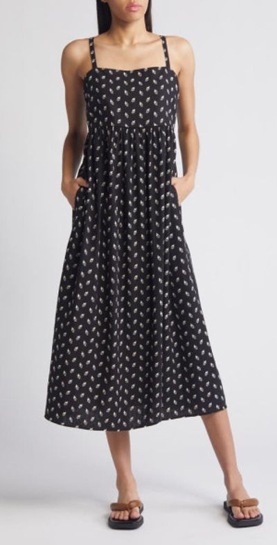 chinese dress ladies Mauve and Cream Floral Print Smocked Midi Dress