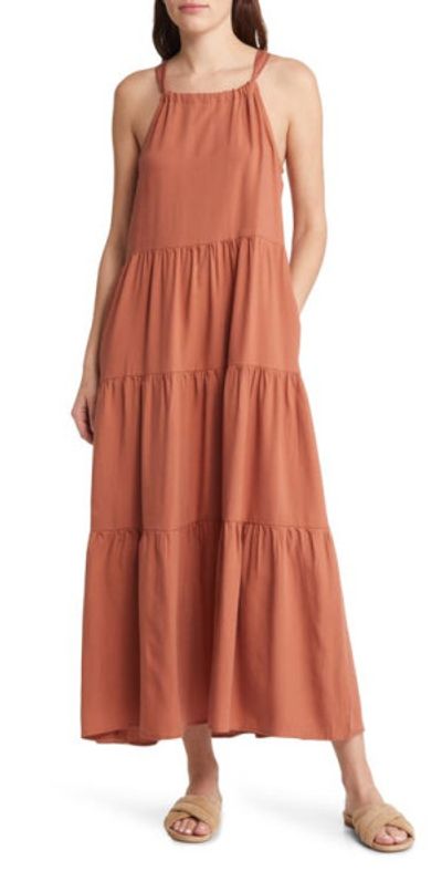 Treasure & Bond - Tiered Halter Maxi Dress in Orange at Nordstrom
