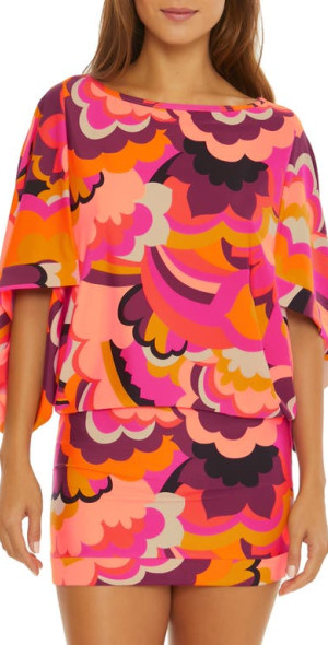Trina Turk Fan Faire Cover-Up Tunic Dress in Pink at Nordstrom
