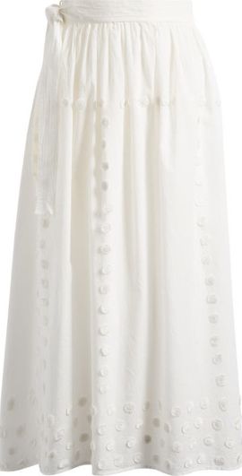 Ulla Johnson Ulla Johnson Kyla Floral Appliqué Cotton Cover-Up Wrap Skirt in Pristine at Nordstrom, Size Small