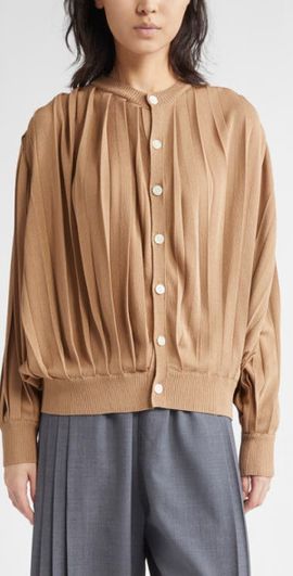 Undercover Undercover Pleated Cardigan in Beige at Nordstrom, Size 1