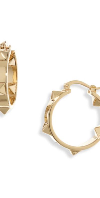 Valentino Garavani - Rockstud Wispy Hoop Earrings in Cs4 Oro  display picture 3