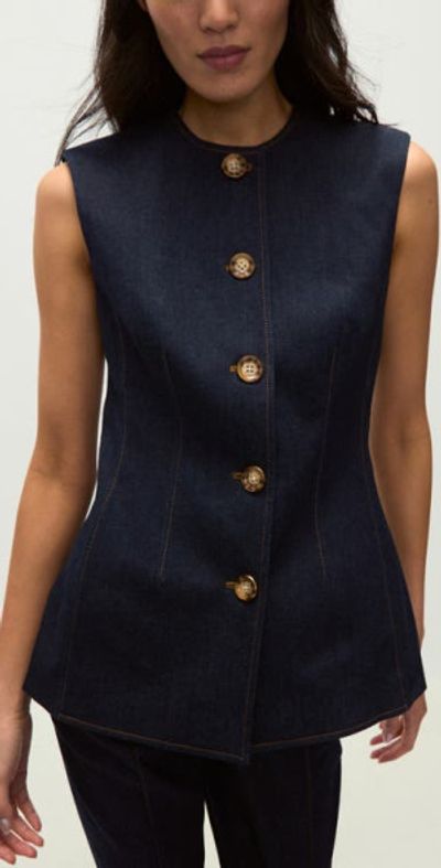 Veronica Beard Jessup Denim Vest in Dark Oxford at Nordstrom