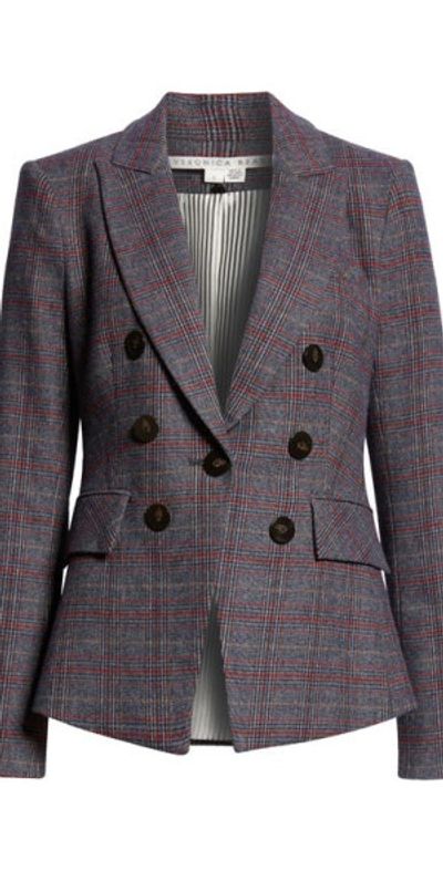 Veronica Beard Lawrence Plaid Dickey Jacket in Grey Multi at