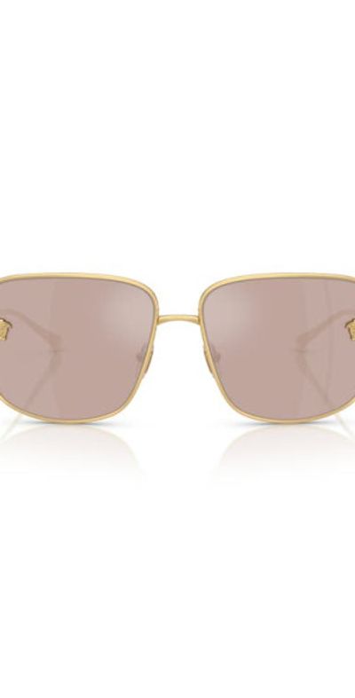 Versace Versace 59mm Mirrored Square Sunglasses in Gold/Light Pink Mirror Silver at Nordstrom